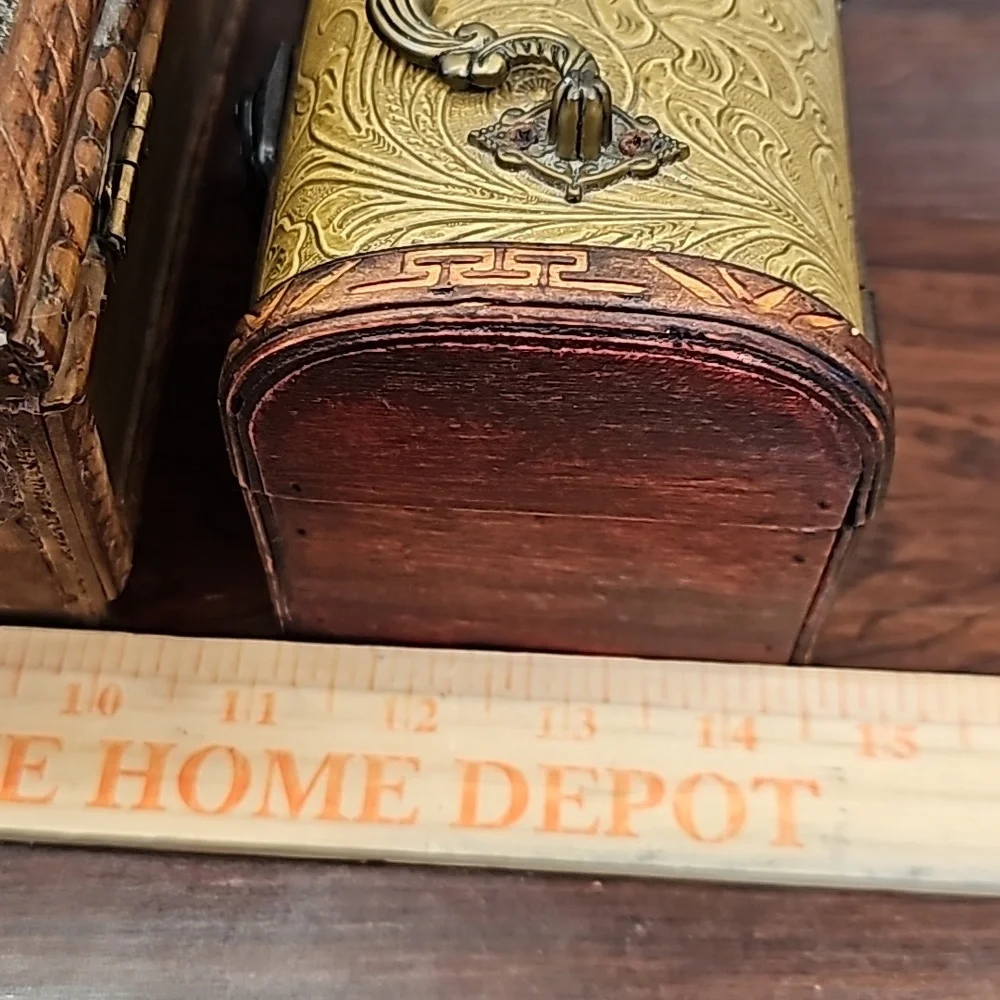 3 vintage wooden boxes with metal hinges and latch closures trinket storage - Picture 16 of 16